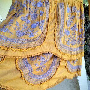 Brand new!!! Anthropologie golden yellow embroidered dress